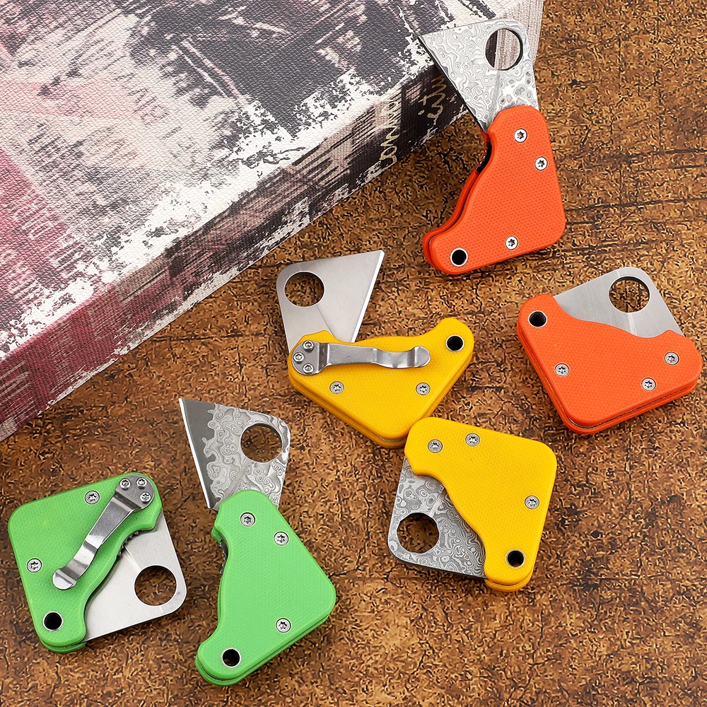 Дамасский креативный мини складной нож для ключей Сталь G10 Ручка EDC портативный