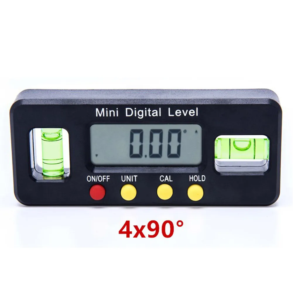 

ABS Black 4*90° Magnet Digital Inclinometer Level Protractor LCD Display Angle Finder Electronic Measuring Carpenter Tool