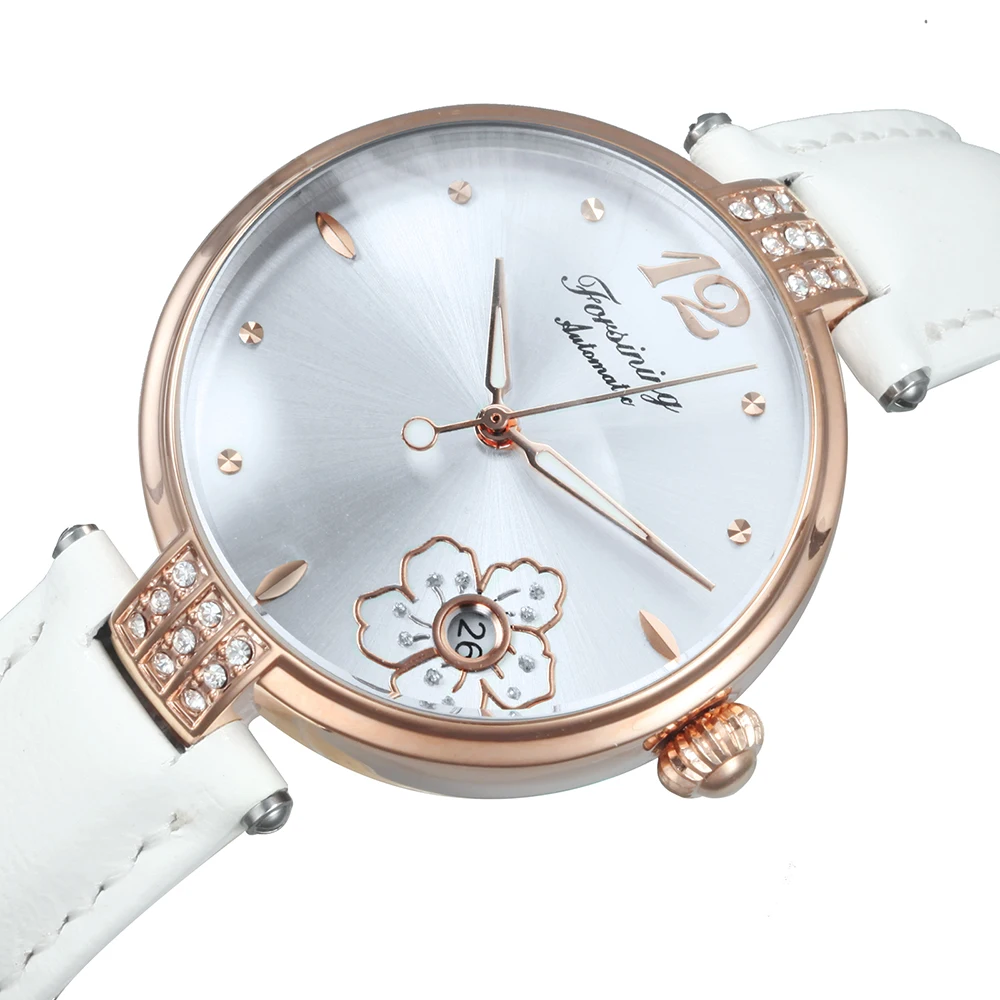 Часы женские механические с автоподзаводом брендовые Роскошные белым