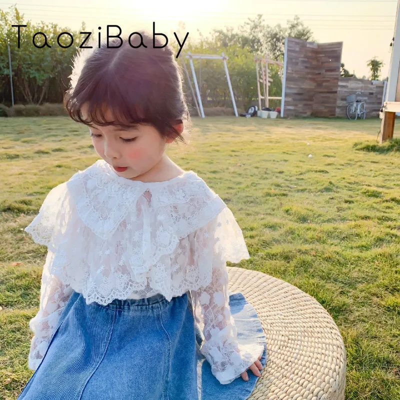Блузка детская кружевная рубашка для девочек весеннее платье Новинка 2020 года