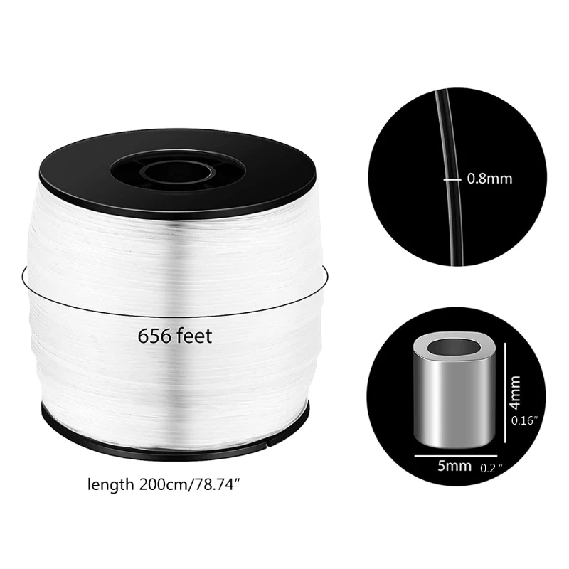 

X7AF Extra Long Fishing Line High Load-bearing Invisible Clear Braided Fishing Hanging Wire with 100 Aluminum Accessories Kit