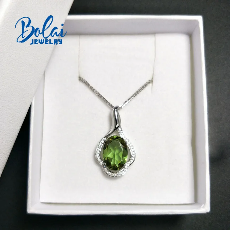 Bolaijewelry, zultanite изменение цвета 10*14 мм драгоценный камень кулон 925 серебро, созданное изменение цвета, модные украшения для девочек