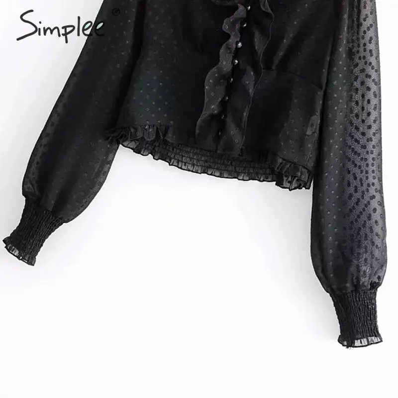 Simplee шифоновая блузка в горошек с v-образным вырезом женские прозрачные