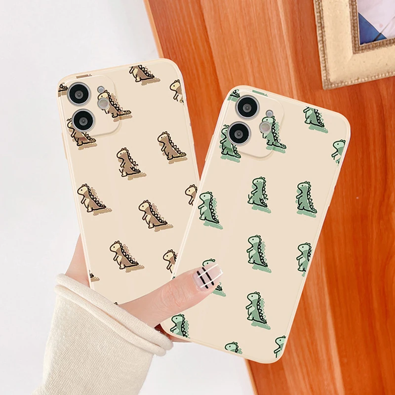 

Cute Dinosaur Phone Case For iPhone 12 Pro Max X 11 Pro Max 7 8 Plus XR XS Max Soft Silicone Back Cover