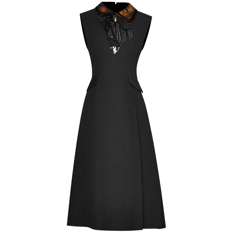 

Fashion Summer New Designer New High Quality Women'S Party Casual Vintage Elegant Diamond Bowknot Appliques Jacquard Vest Dress