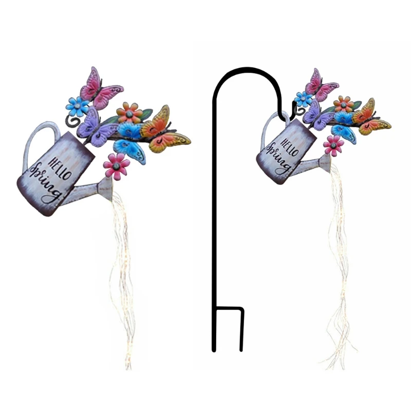 

Watering Can LED String Light Pouring Out Butterfly Ladybug Battery Operated Night Lamp for Indoor Outdoor Garden Path Yard Deco