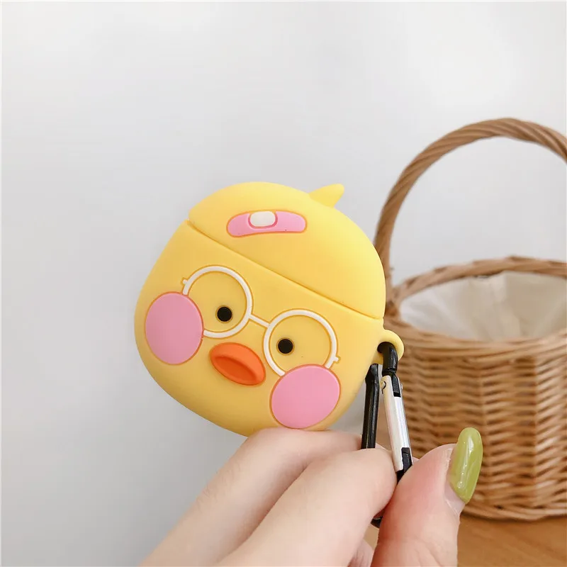 Для AirPods 2 Чехол милый мультфильм утка беспроводной Bluetooth наушники чехол для iPhone Air