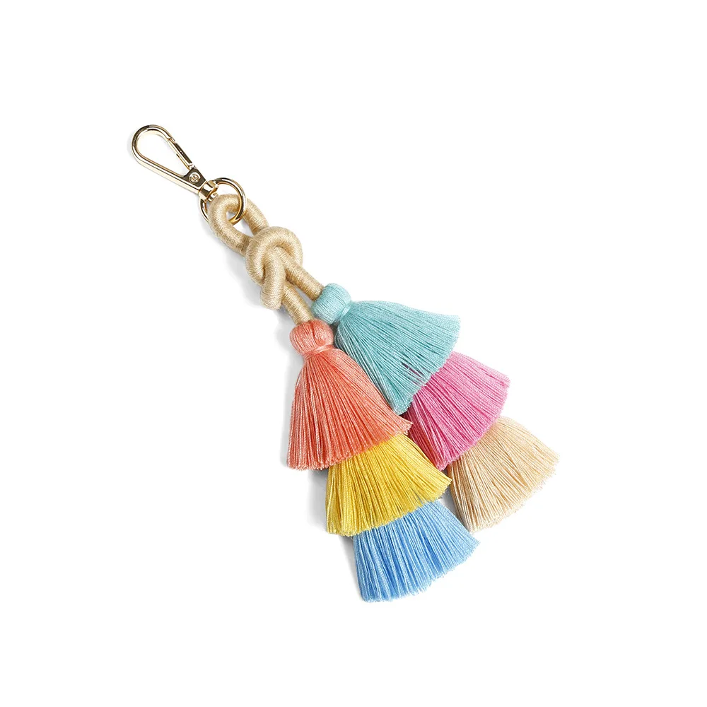

2020 Colours Tassel Keychains for Women Boho Handmade Fiberlove key Holder Keyring Macrame Bag Charm Car Hanging Jewelry Gifts