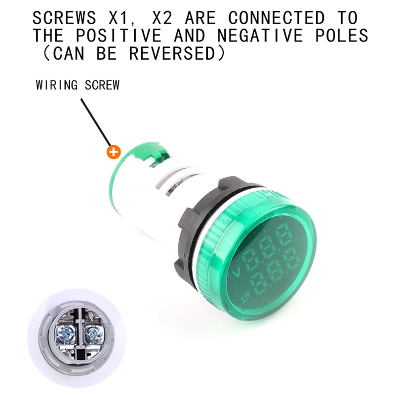 Цифровой вольтметр квадратный и круглый измеритель напряжения 22 мм переменный