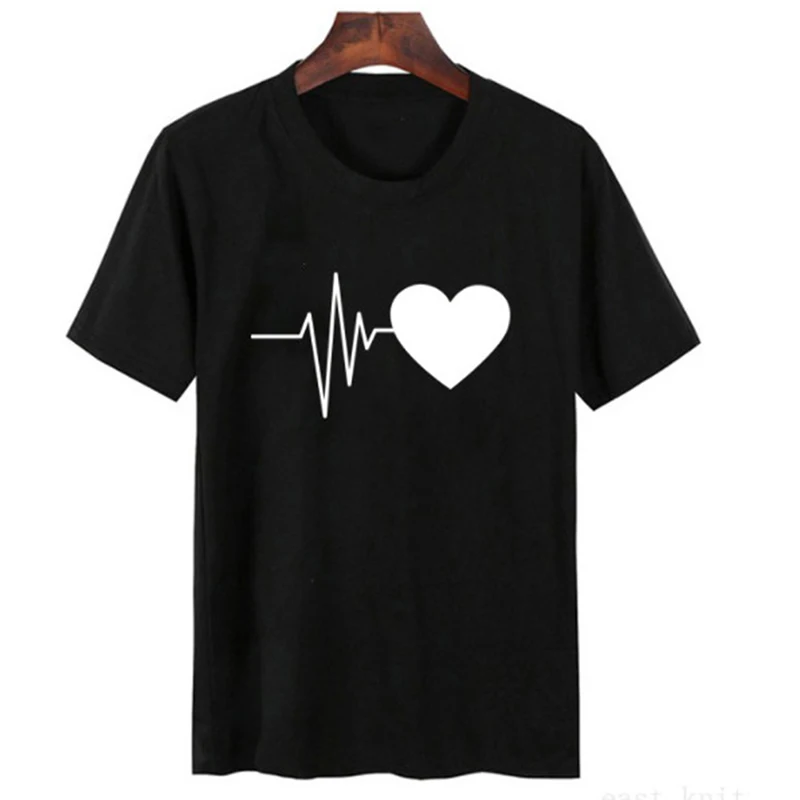 Футболка женская летняя с принтом сердца и графическим принтом|Футболки| |