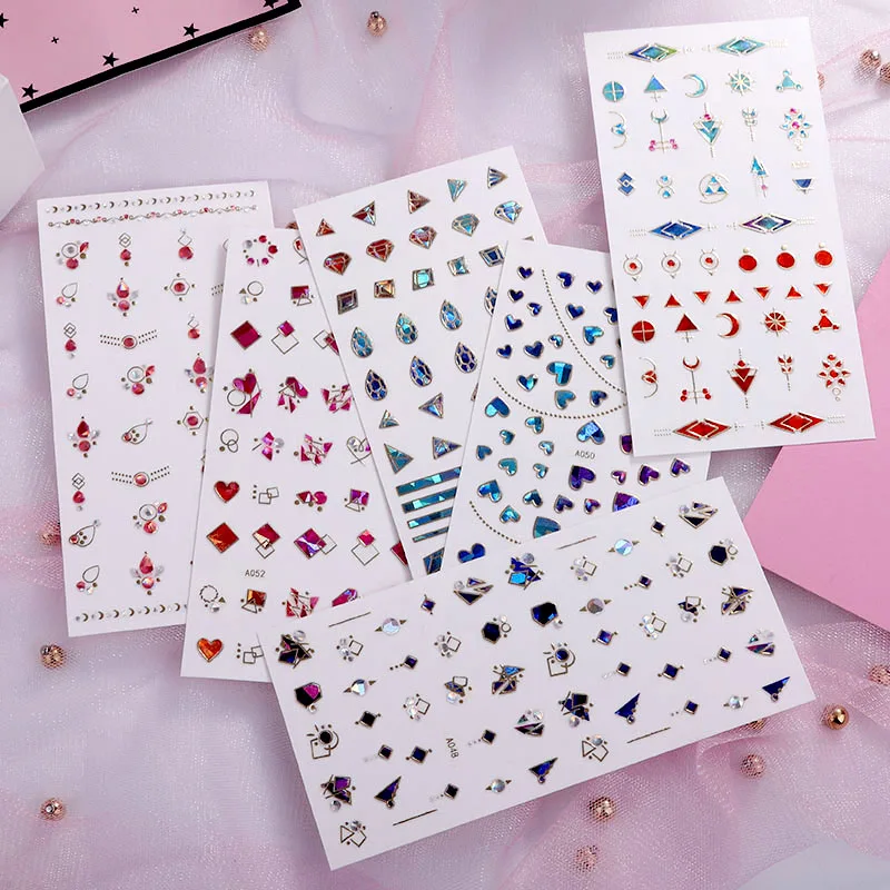 FlorVida стикеры 3D на ногти Nail Art со стразами драгоценные камни Сверкающий Кристалл Блестящий стикер на клейкой основе для дизайна ногтей маникюр