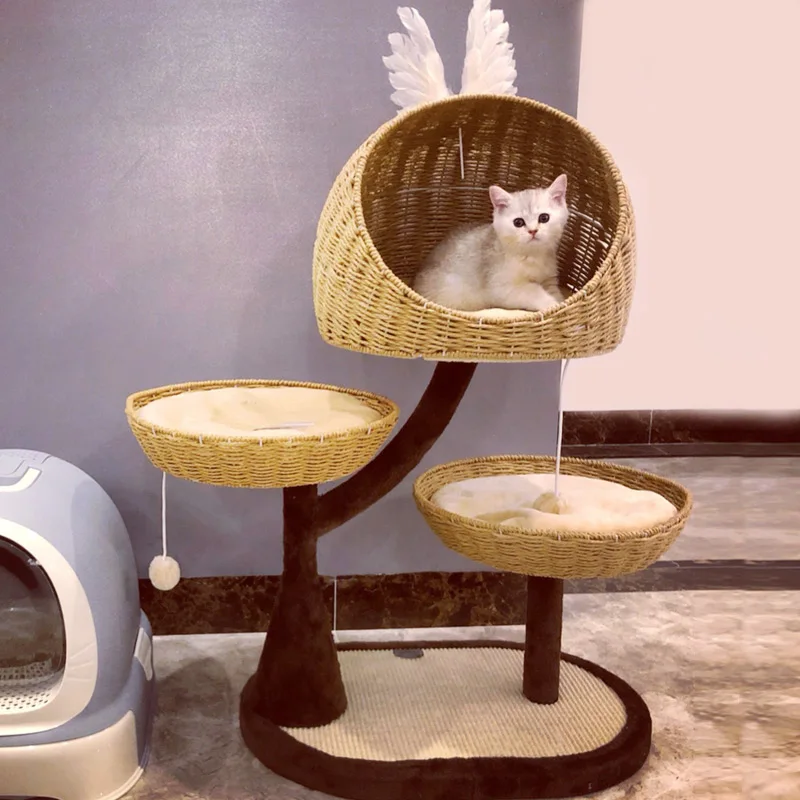 

Rattan Iron Pet Supplies Cat Climbing Frame Climbing Frame Scratch-Resistant Wear-Resistant Easy to Clean