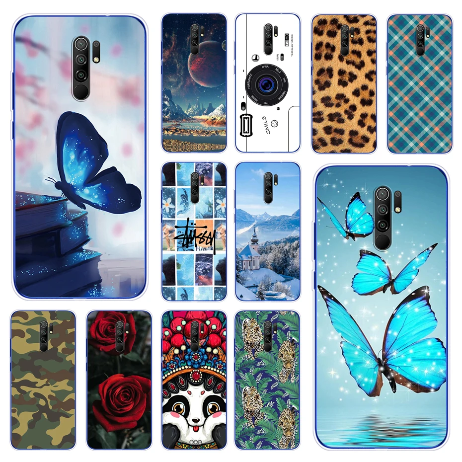 

Чехол для Xiaomi Redmi 9, силиконовый чехол с синей бабочкой, мягкий чехол для телефона из ТПУ для Xiomi Redmi 9, Redmi9, чехол 6,53 дюйма, чехол-бампер Etui