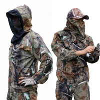 summer outdoor shooting ultra thin bionic camouflage suit anti mosquito fishing hunting clothe tactical ghillie jacket pants set