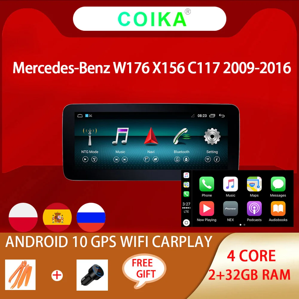 Автомобильное радио Carplay Android 10 0 для Mercedes benz A CLA GLA W176 W117 X156 GPS Navi Google WIFI BT 2 + 32 Гб RAM IPS