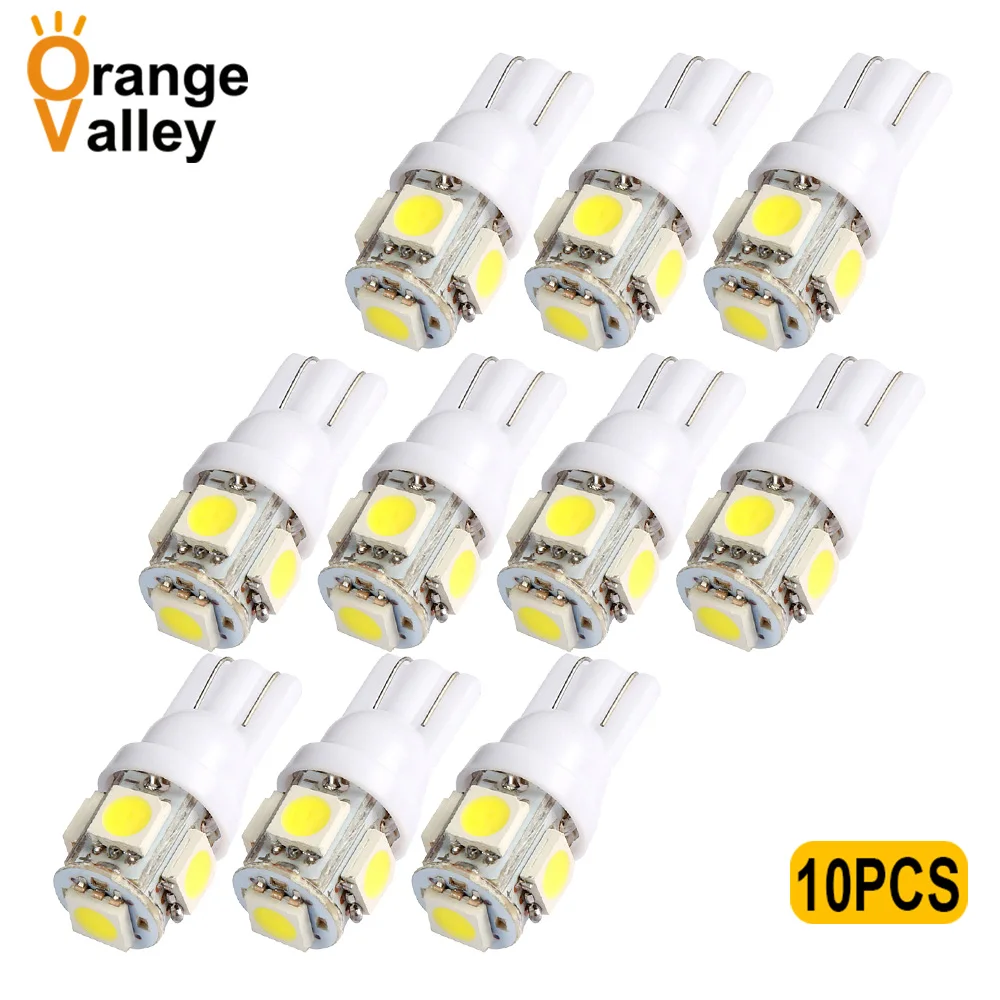 10 шт. автомобильные светодиодсветодиодный лампы T10 5 SMD 5050 W5W 194 501|Сигнальная лампа|