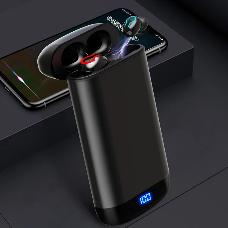 

Q66 Bluetooth наушники HD стерео Dual Mic Беспроводной V5.0 спортивные наушники Водонепроницаемая гарнитура с 6000 мА/ч, Батарея зарядным устройством