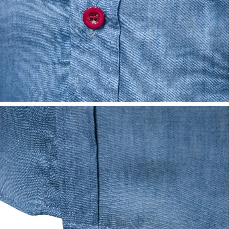 

2021 New Blue Jeans Slim Fit Men's Shirts Solid Long Sleeve Cotton Denim Male Clothing Fashion High Quality Casual Men Dress Hot