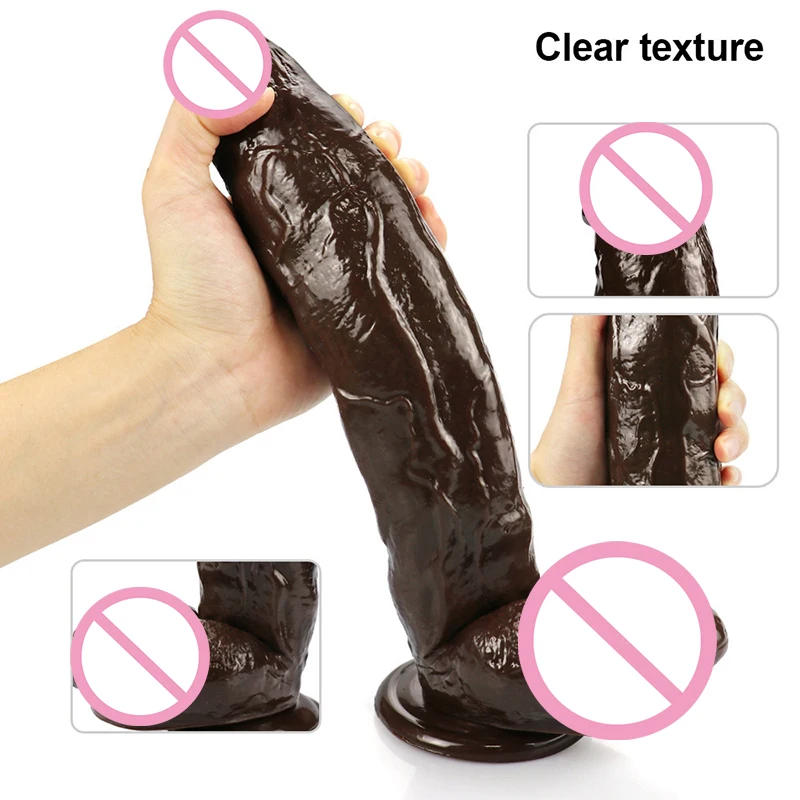 Реалистичный фаллоимитатор больших размеров с сильной присоской для игр без рук