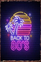 back to the 80 neon sign room decoration retro vintage metal sign tin sign tin plates wall decor for club cafe pub home