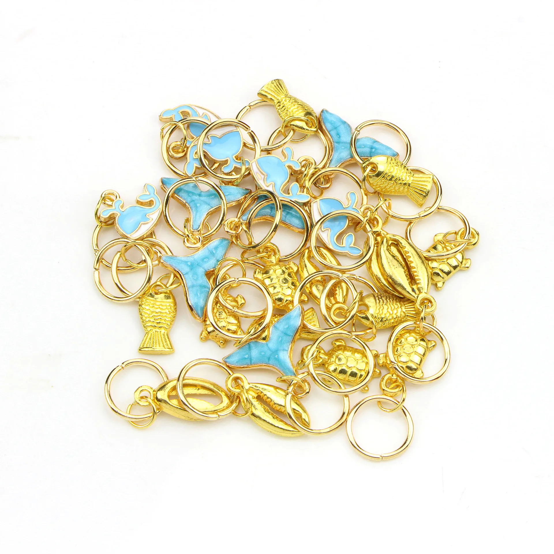 50 штук пакет Золото океан животное Дельфин кольцо для волос коса дреды из бисера