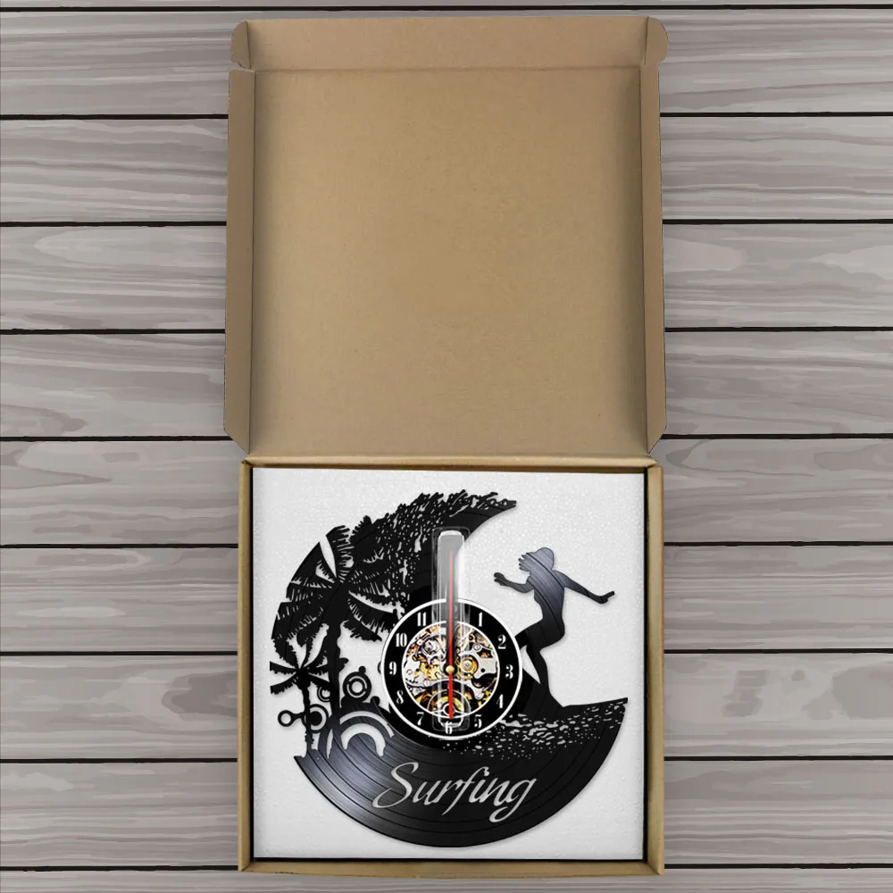 Настенные часы с виниловой пластиной для серфинга современные винтажные