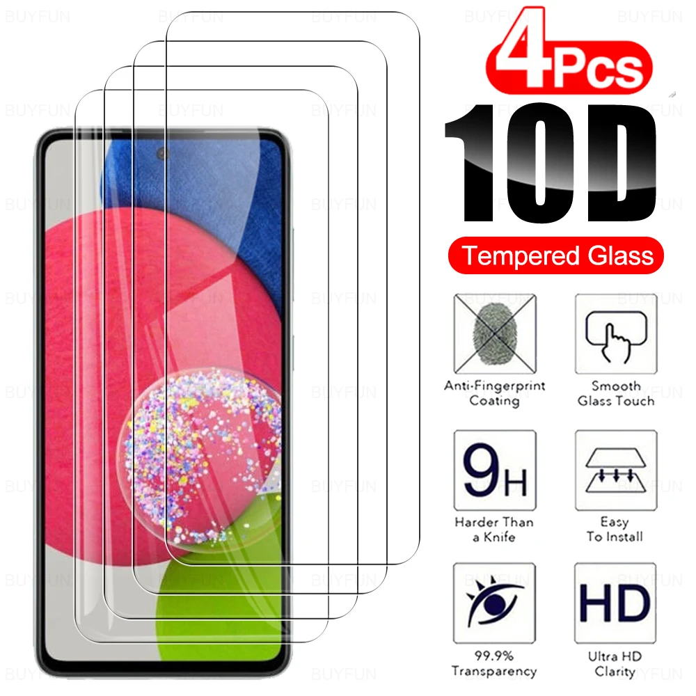 4 шт. 10D закаленное стекло для Samsung Galaxy A52S 5G Защита экрана A52 Samsun A 52S 52A защитная