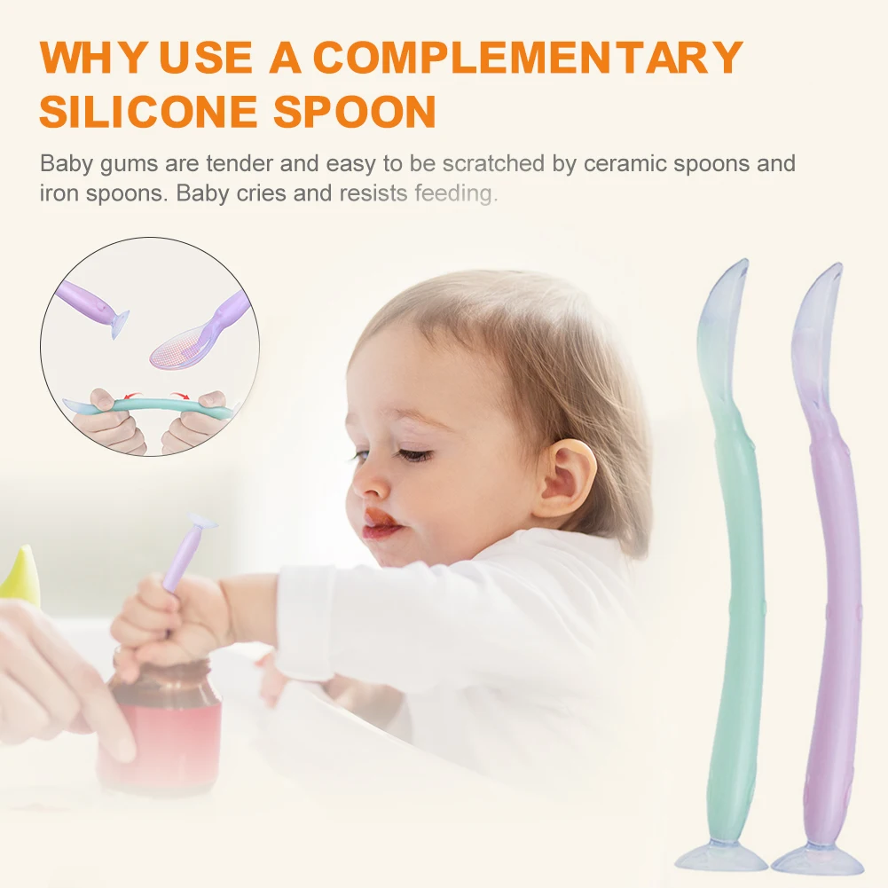 

Baby Soft Silicone Spoons Candy Color Feeding Ladle Safety Tableware Infant Learning Spoons Soup