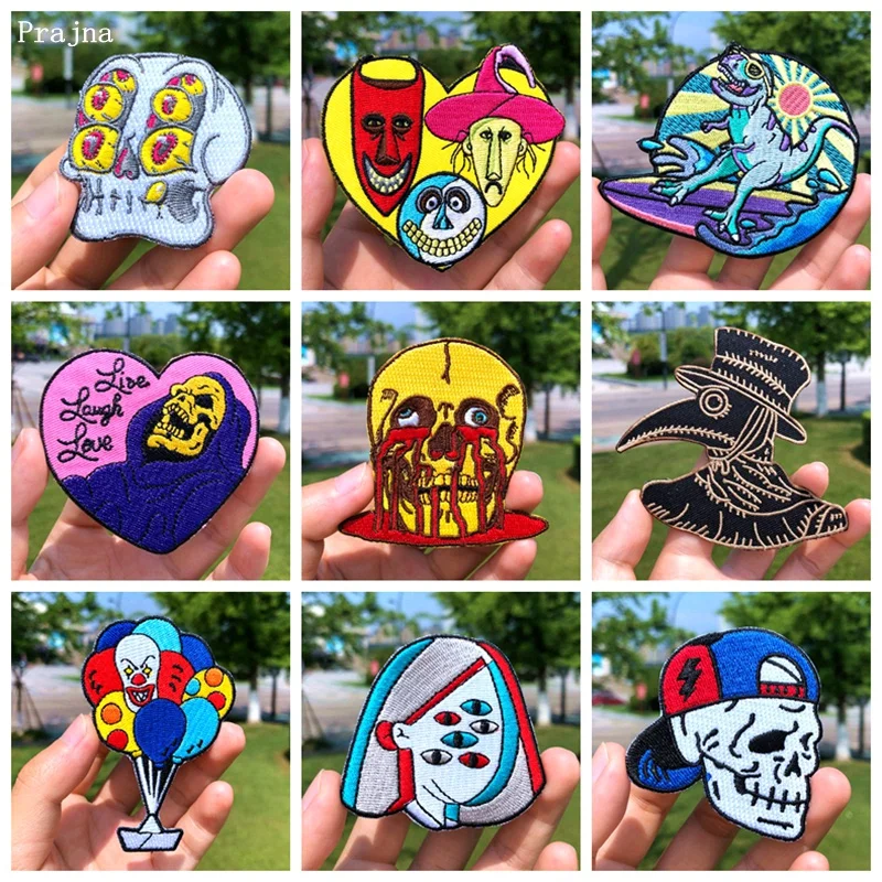 Термоклейкие нашивки Prajna в стиле хиппи с черепом для одежды Мультяшные на одежду