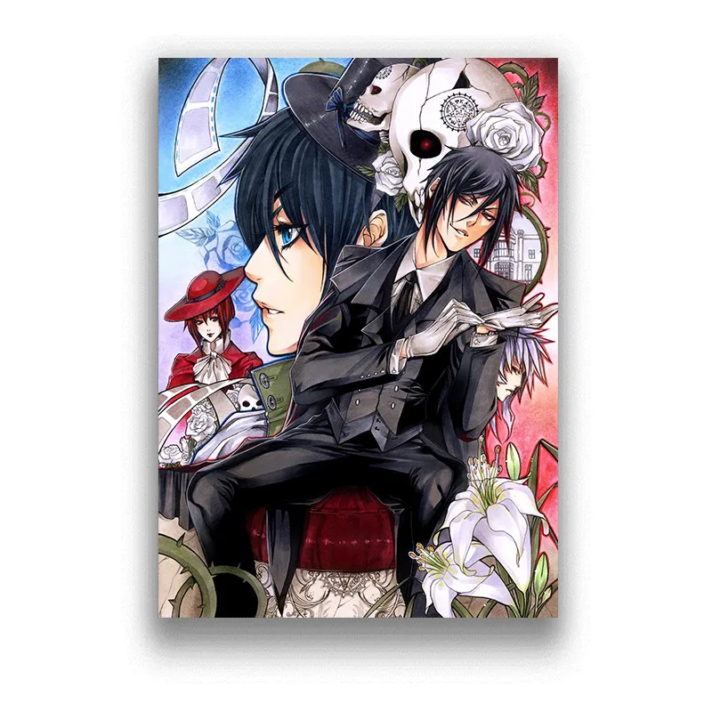 Японские Аниме Плакаты черный дворец с белым покрытием бумажная настенная