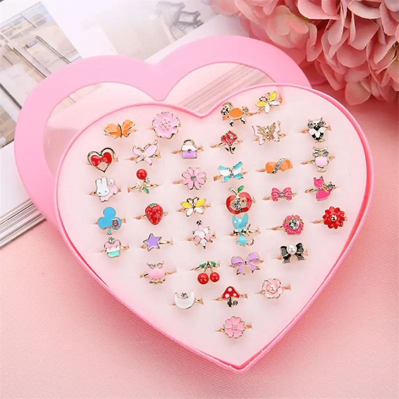 

36pc Fancy Adjustable Cartoon Rings Party Favors Kids Girls Action Figures Toy