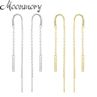 moonmory 100 real 925 sterling silver long chain earrings for women party date wedding earrings 2021 european pop jewelry gift