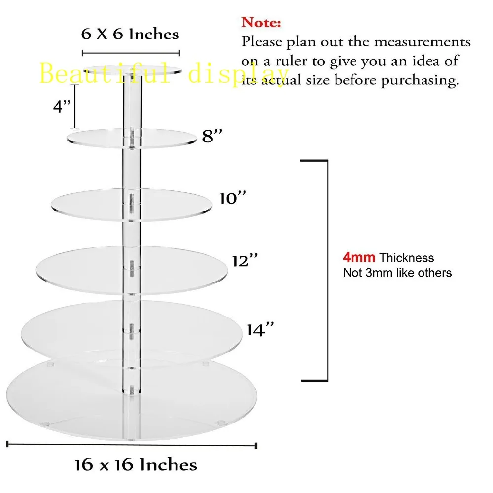 Прозрачная 6 уровневая акриловая подставка для кексов Maypole дисплей из