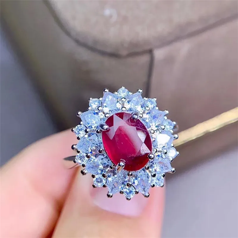 Кольцо из серебра 100% пробы с натуральным Рубином 925 карата | Кольца