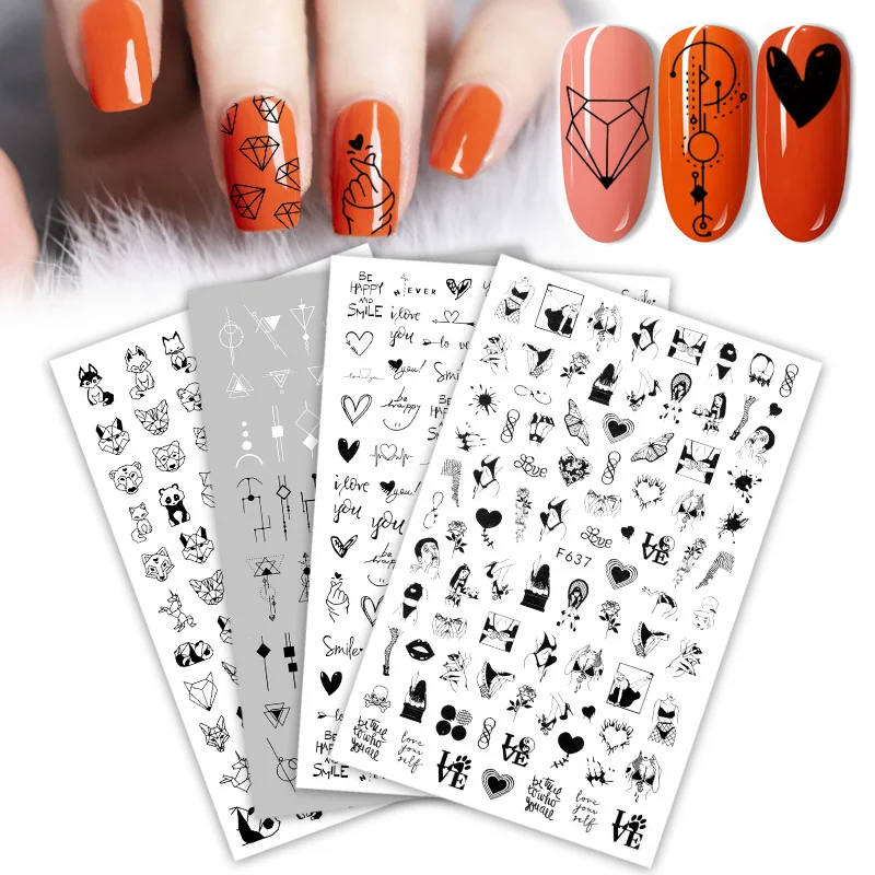 

3D наклейки для ногтей, крутые наклейки с надписью на английском языке, фольга для ногтей, дизайн с любовным сердцем, аксессуары для ногтей, м...