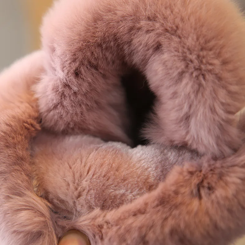 Детские зимние сапоги на кроличьем меху модные с блестками для девочек хлопковые