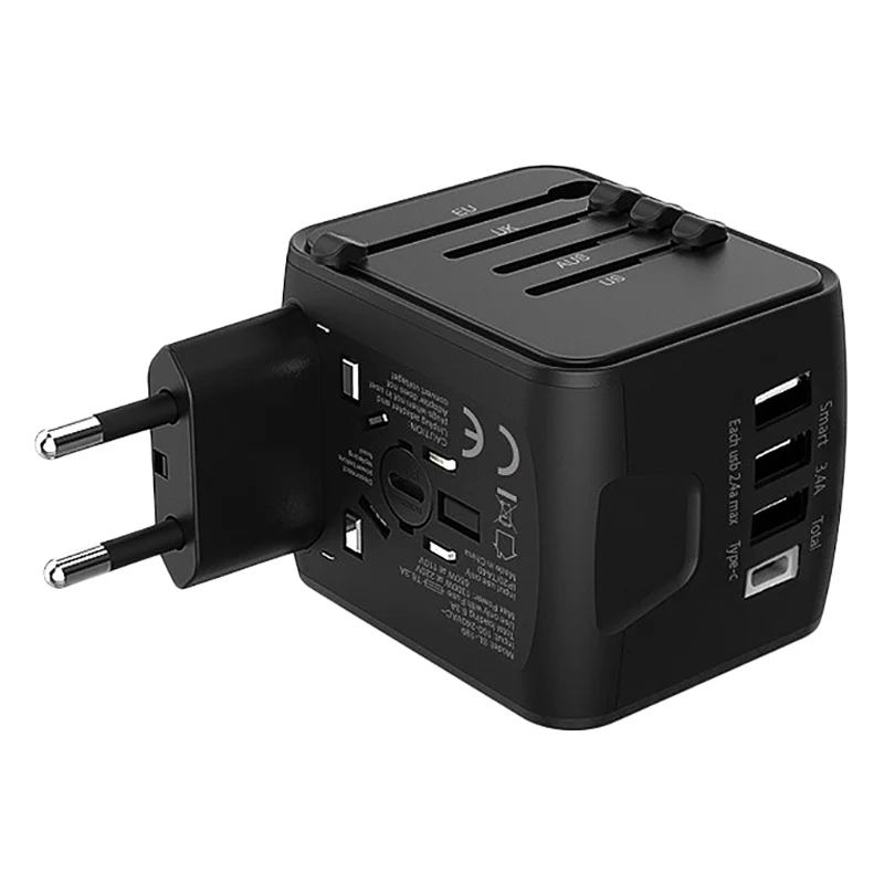 Дорожный адаптер универсальный штепсельный USB TYPE-C для