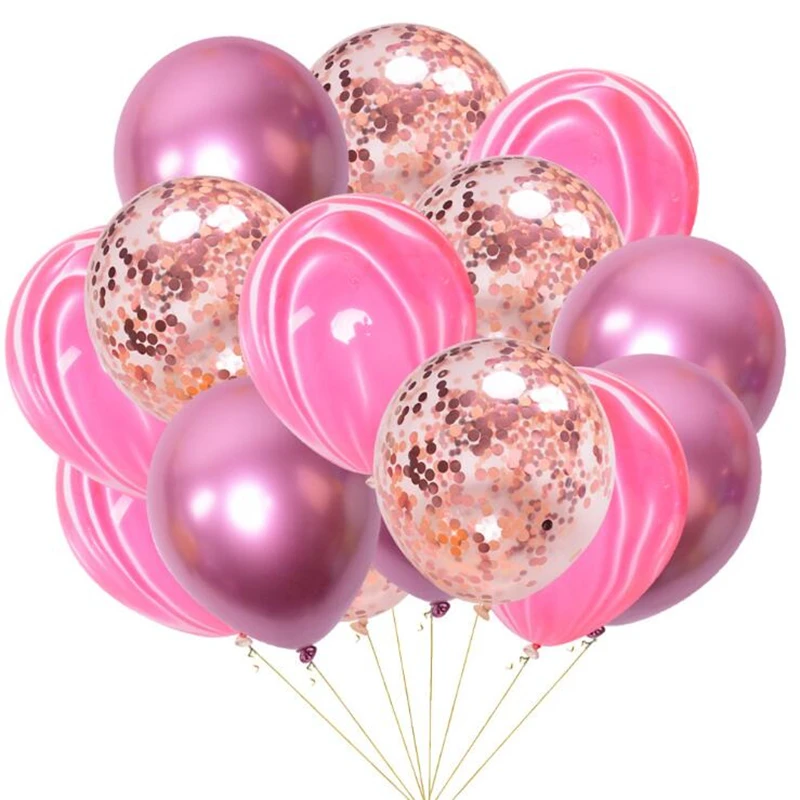 15 шт. 12 дюймов металлический Агат блестящий воздушный шар набор мраморный
