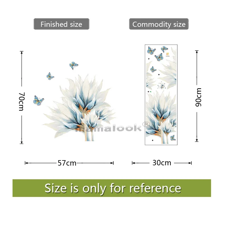 

Blue Butterfly Flower Wall Sticker Water Color Background For Living Room Sofa Home Decor Bedroom Mural Wallpaper PVC