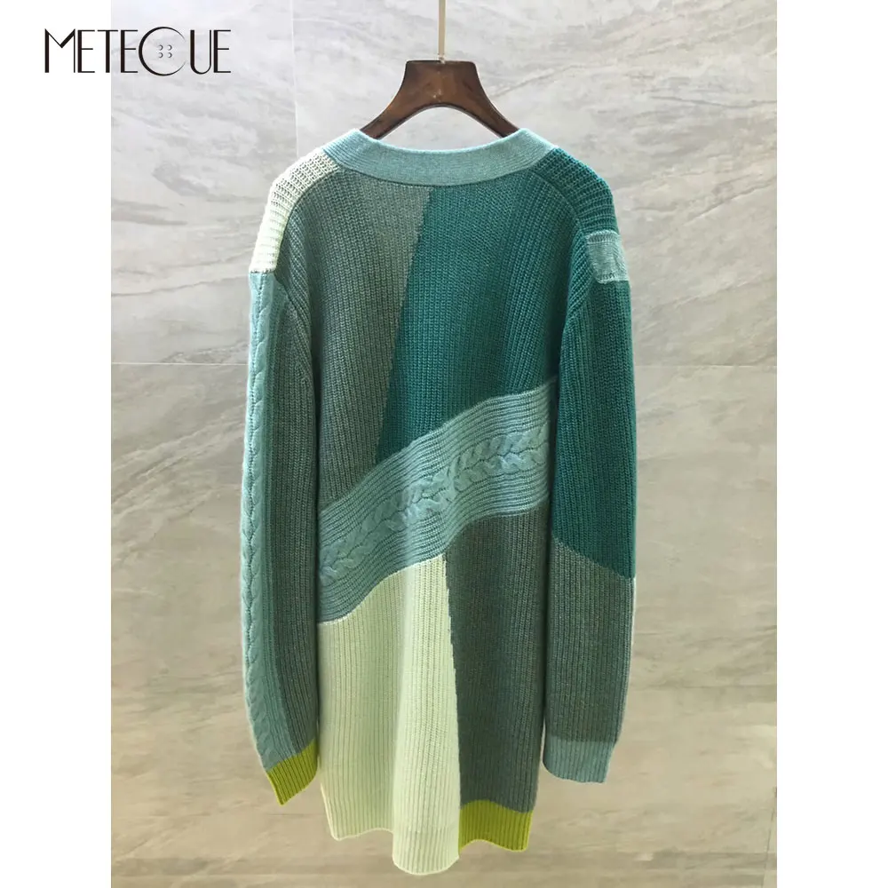 100% кашемировые длинные женские свитера 2019 осень зима Модные Цветные Лоскутные с