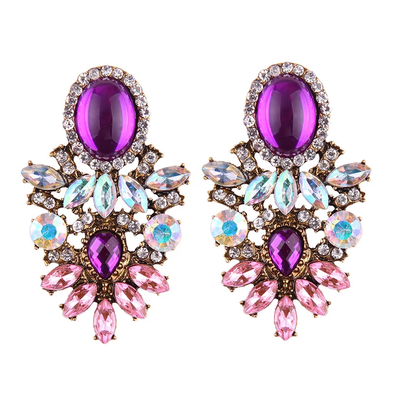 

Boho Big Crystal Indian Drop Earrings Women Fashion Jewelry Female Rhinestone Stone Ethnic Wedding Statement Dangle Earring