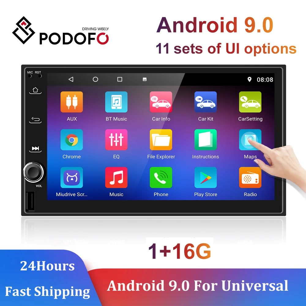 

Podofo 2Din GPS 7 ''автомобильный стерео радио Android 9,0 двойной экран FM плеер для универсального Nissan Hyundai Kia Polo Passart Ford VW