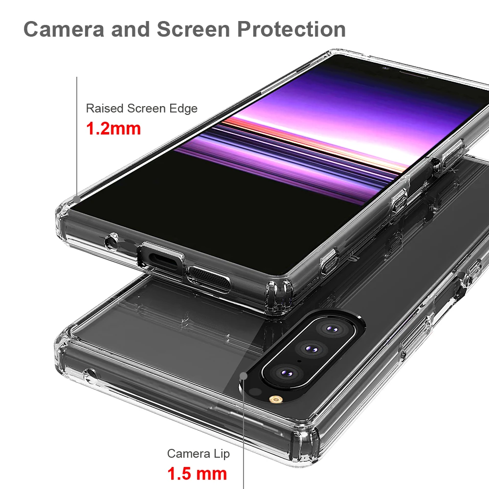 Для sony Xperia 1 чехол Xperia 10 Plus ударопрочный Прозрачный Жесткий задний Тонкий чехол прозрачный защитный чехол для Xperia 5