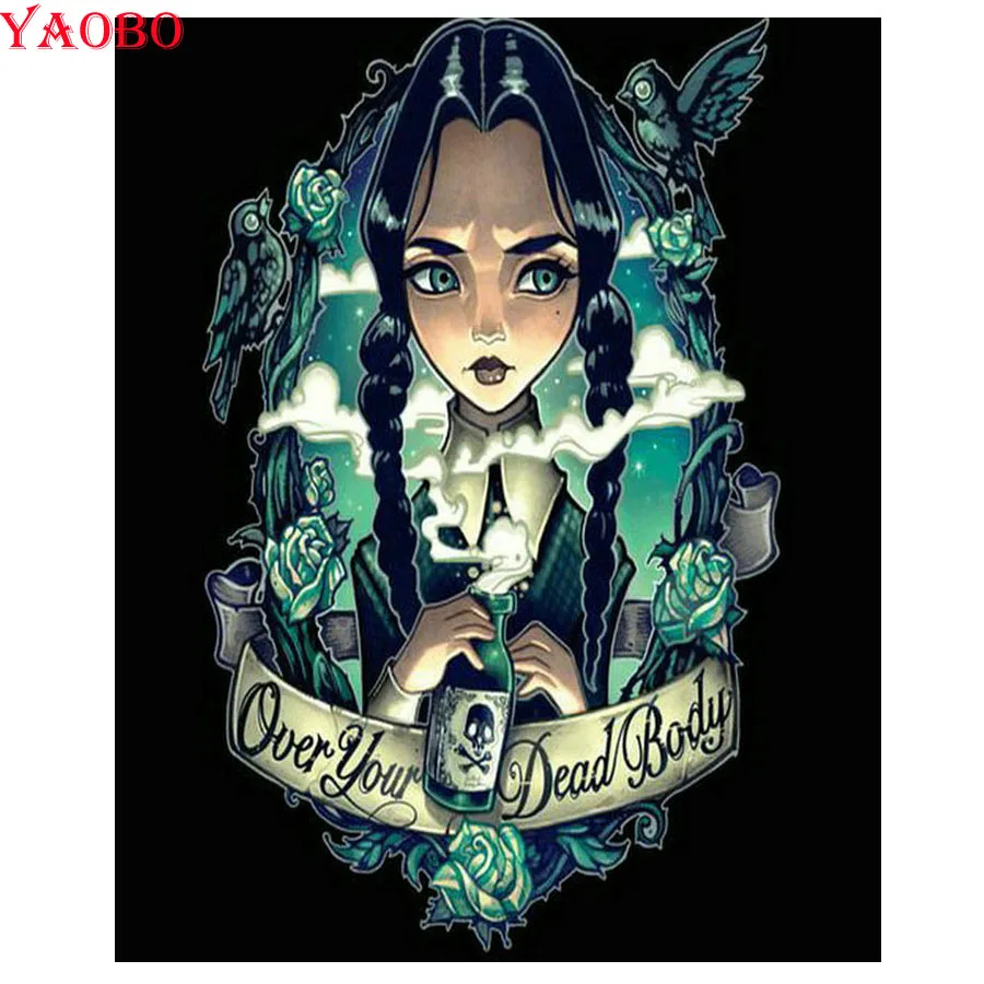 

5D алмазная живопись «сделай сам», мультяшная девушка, полноразмерная вышивка из смолы, Алмазная мозаика, вышивка крестиком, украшение на Хэ...