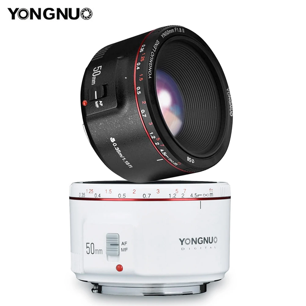 YONGNUO YN50mm F1.8 II Bright Large Aperture AF MF 50mm Standard Prime Lens Auto Focus Metal Mount for Canon DSLR Camera