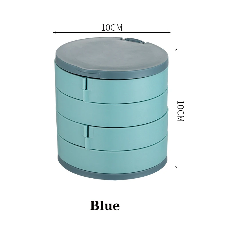

Fashion Jewelry Organizer Four-layer Portable Jewelry Storage Box With Mirror 360 Degree Rotating Jewelry Storage Organizer