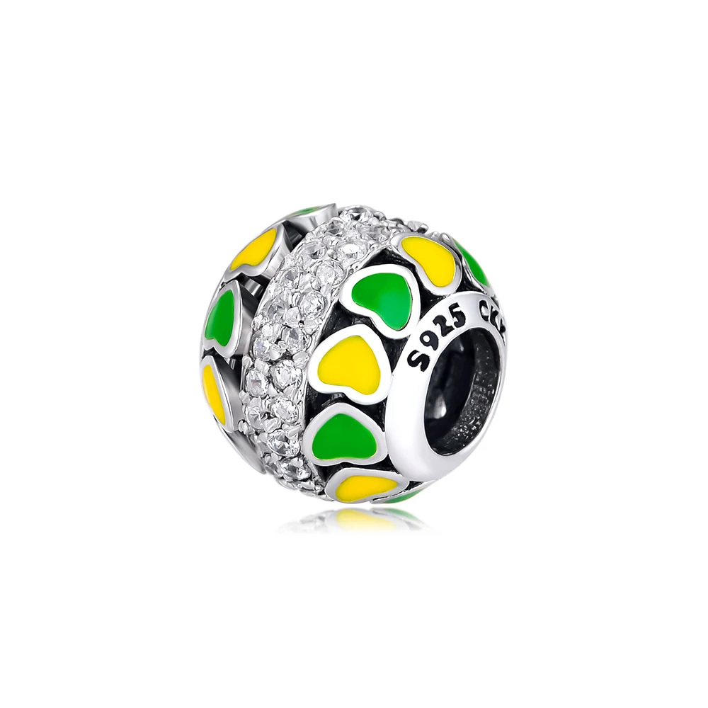 

Fits for Pandora Charms Bracelets Forever Heart Beads with Gre Enamel & Blue CZ 100% 925 Sterling-Silver-Jewelry Free Shipping