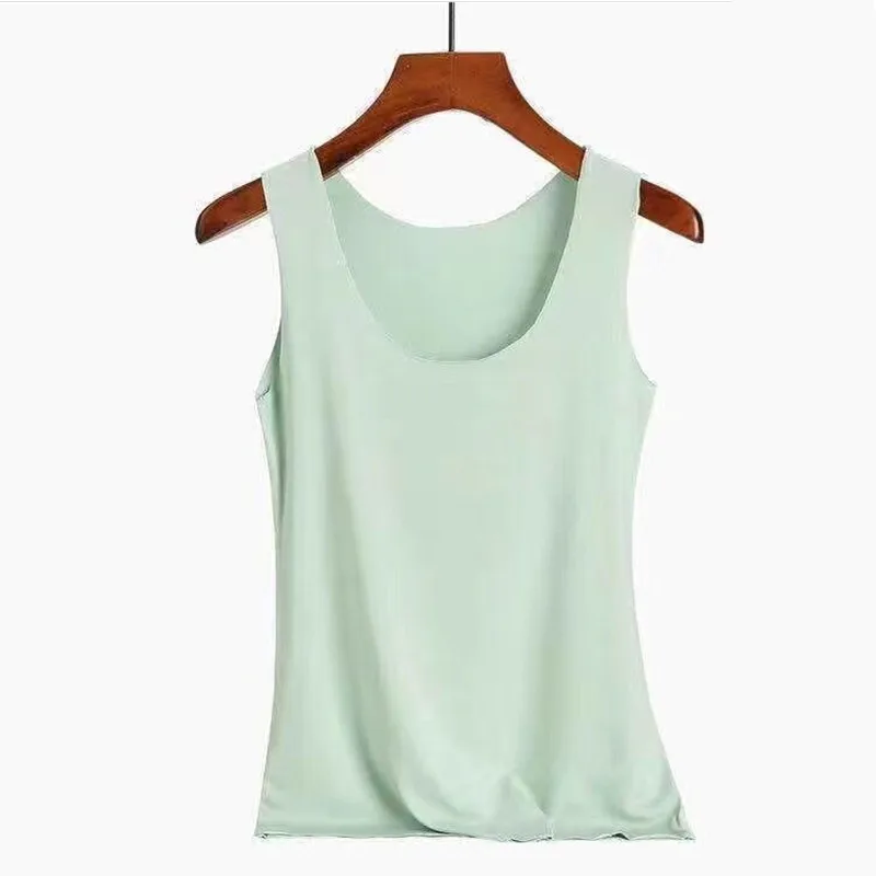 

Ms. Seamless ice silk vest worn alone bottoming models wild summer thin models outer wear suspenders white off shoulder top