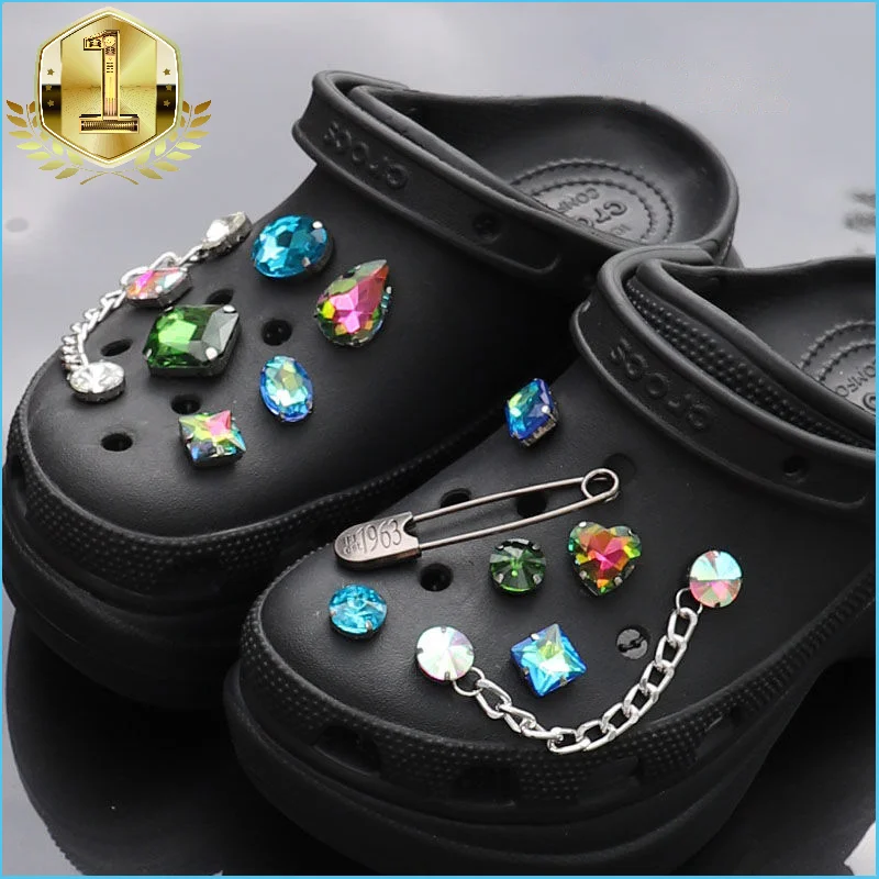 Blue Peacock Rhinestone Croc Charms Designer DIY Gem Pin Shoe Decoration Clogs Kids Women Girls Gifts Charm for Croc Jibb