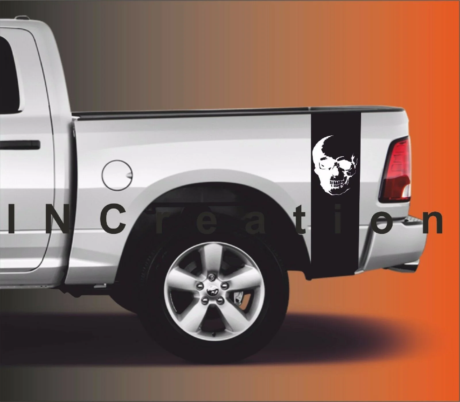 

Виниловые наклейки на заднюю кровать для грузовика x2 полосы Dodge Ram Skull Graphics Rebel